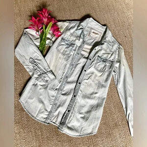 Arizona Denim Button-Up Long Sleeve Top - XS